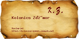 Kolonics Zámor névjegykártya